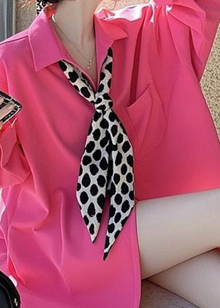 Design Bow Pockets Shirts Pink Original Spring FashionChic