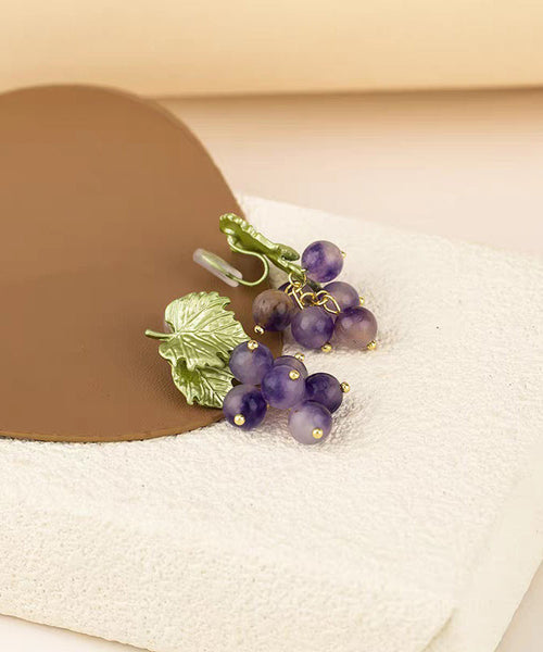 Grape Original Earrings Stud Design Purple Glass Alloy FashionChic