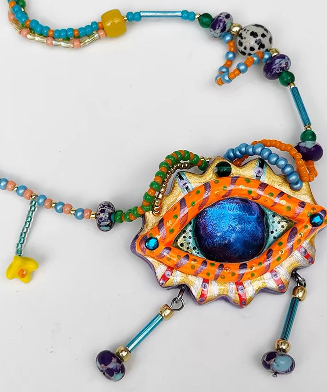 Original Design Rainbow Alloy Beading Tassel Pendant Necklace RG018 ABC