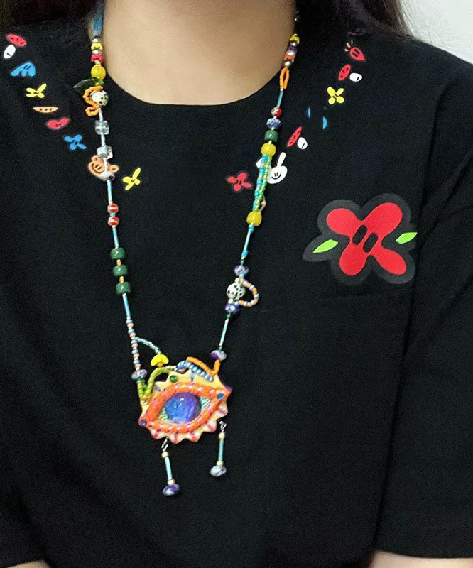 Original Design Rainbow Alloy Beading Tassel Pendant Necklace RG018 ABC