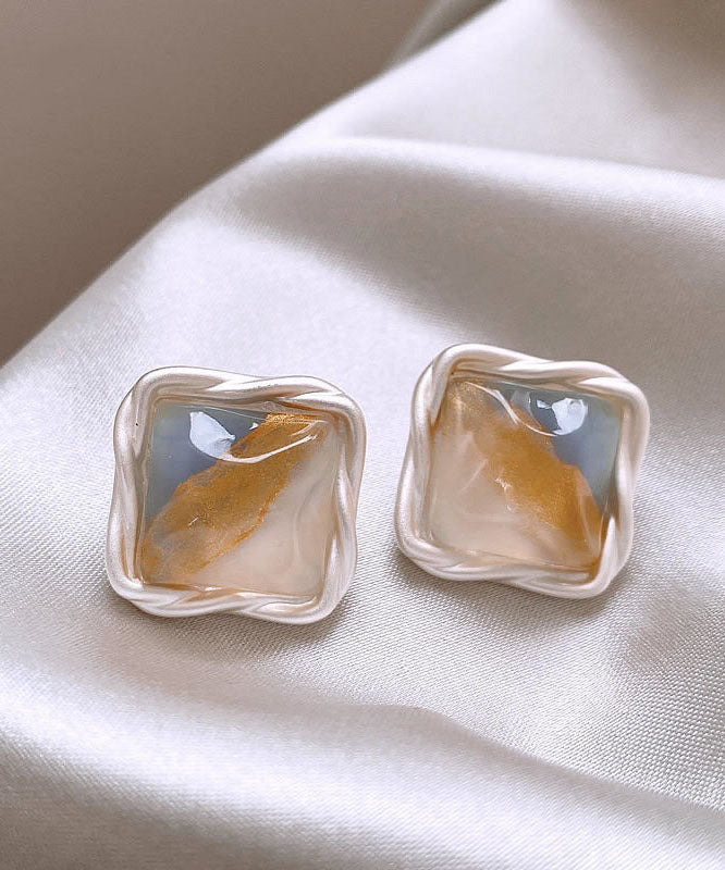 Rainbow Original Design Square Earrings Alloy Stud Copper FashionChic