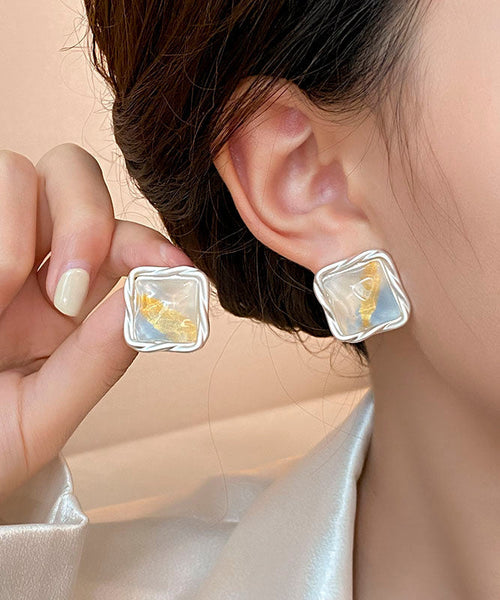 Rainbow Original Design Square Earrings Alloy Stud Copper FashionChic