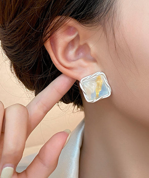 Rainbow Original Design Square Earrings Alloy Stud Copper FashionChic