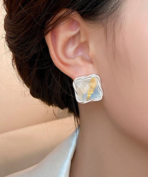 Rainbow Original Design Square Earrings Alloy Stud Copper FashionChic