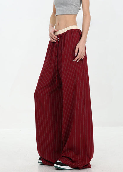 Original Design Red Pockets Striped Cotton Pants Fall WP027 NZ-LPTS241107