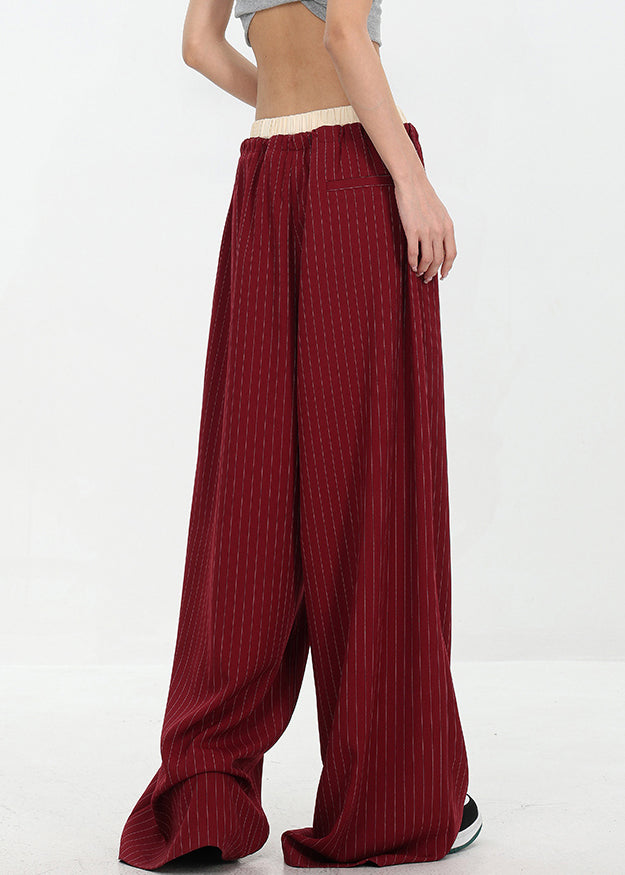 Original Design Red Pockets Striped Cotton Pants Fall WP027 NZ-LPTS241107