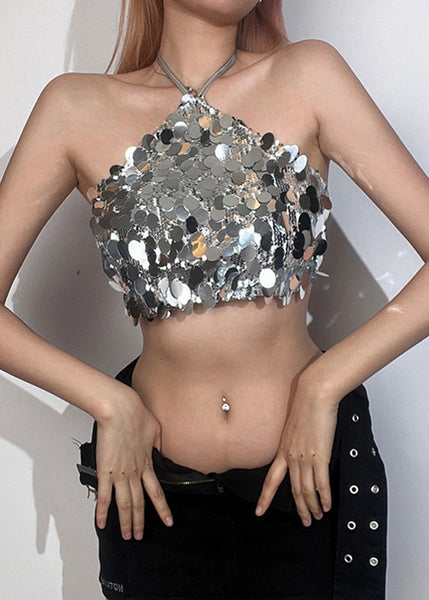 Sequins Tanks Original Summer Silk Halter Design FashionChic