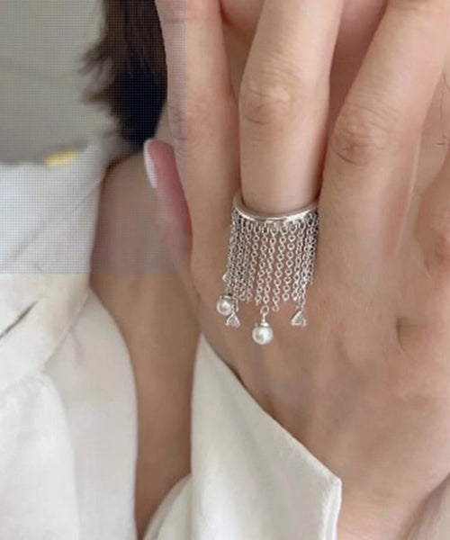 Open Design Rings Silver Chain Sterling Silk Tassel Original FashionChic