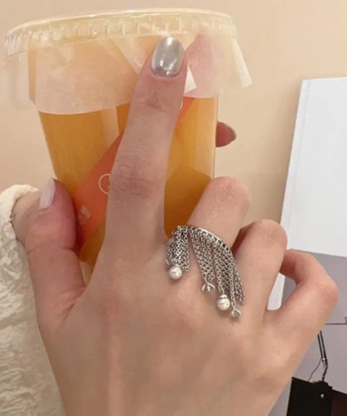 Open Design Rings Silver Chain Sterling Silk Tassel Original FashionChic