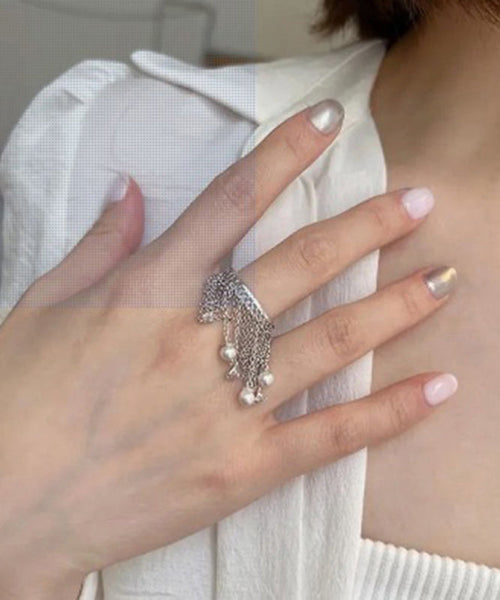 Open Design Rings Silver Chain Sterling Silk Tassel Original FashionChic