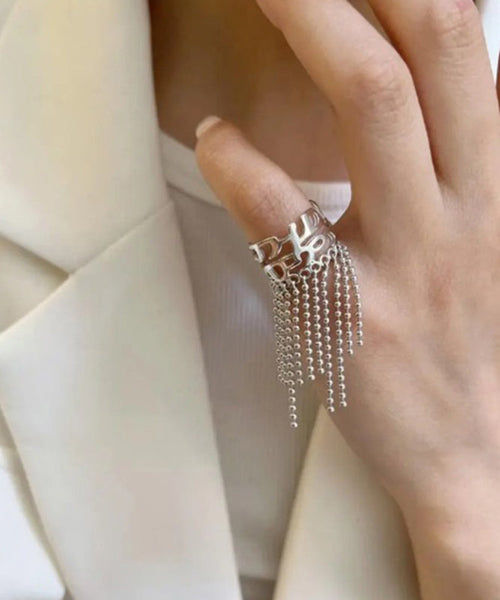 Open Design Rings Silver Chain Sterling Silk Tassel Original FashionChic