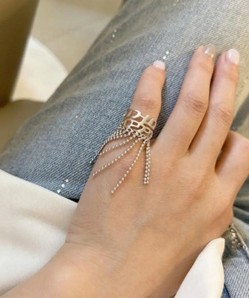 Open Design Rings Silver Chain Sterling Silk Tassel Original FashionChic