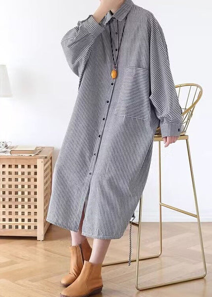 Original Design Striped Peter Pan Collar Shirts Dresses Spring TJ032