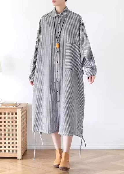 Original Design Striped Peter Pan Collar Shirts Dresses Spring TJ032