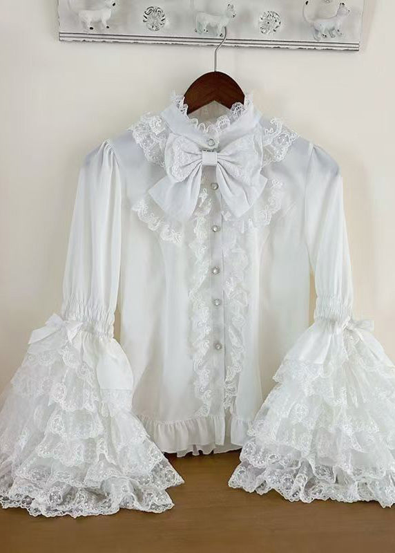 Pink Shirt Design Sleeve Lace Sweet Original Flare Patchwork FashionChic