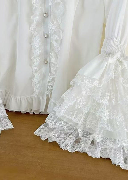 Pink Shirt Design Sleeve Lace Sweet Original Flare Patchwork FashionChic