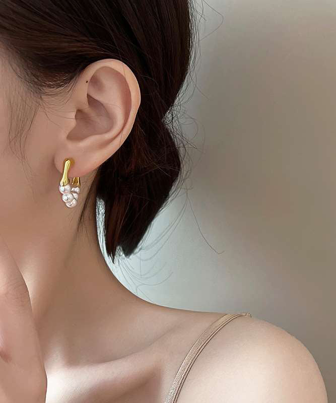 Design Original Hoop White Pearl Earrings Alloy FashionChic