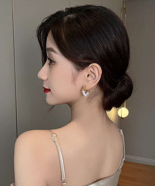 Design Original Hoop White Pearl Earrings Alloy FashionChic