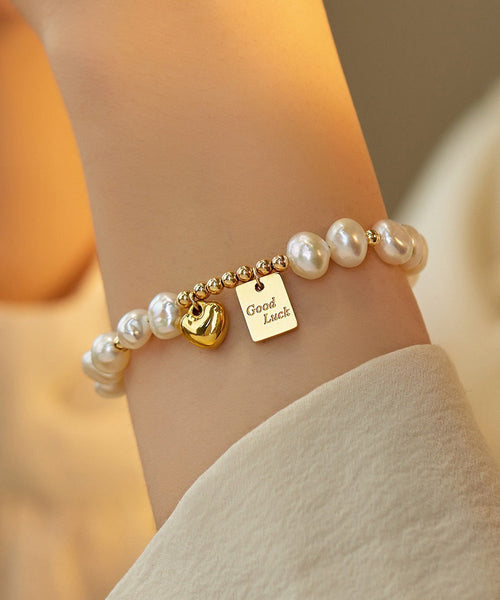 Pearl Bracelet Alloy Charm Tassel Love Design Original White FashionChic
