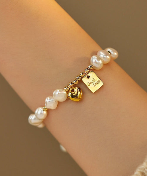 Pearl Bracelet Alloy Charm Tassel Love Design Original White FashionChic