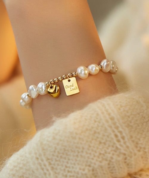 Pearl Bracelet Alloy Charm Tassel Love Design Original White FashionChic