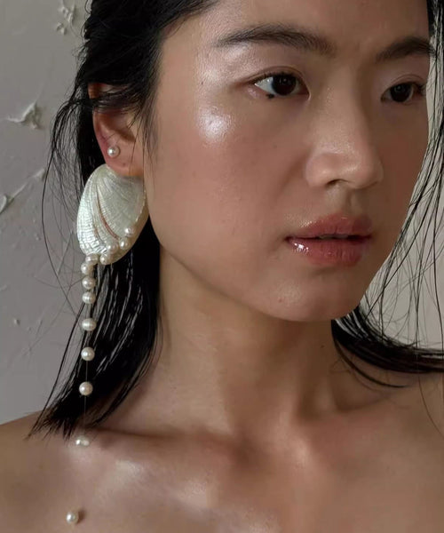 Original Drop White Tassel Alloy Design Shell Pearl Earrings FashionChic