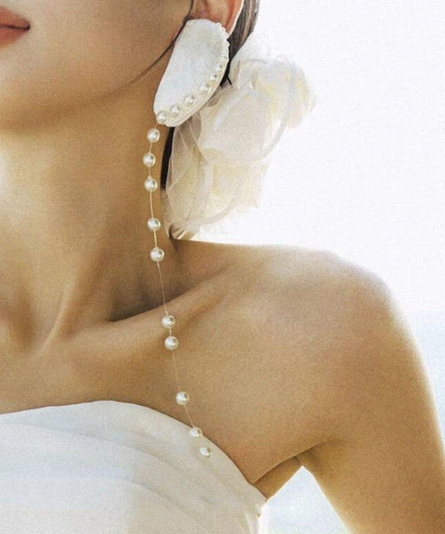 Original Drop White Tassel Alloy Design Shell Pearl Earrings FashionChic