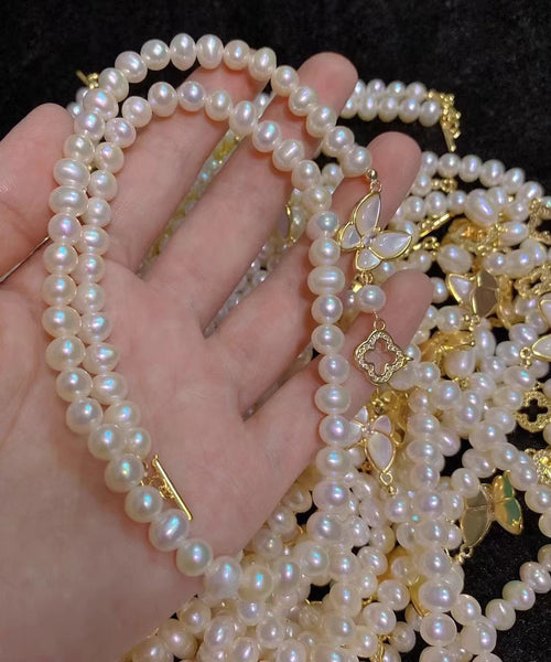 White Original Zircon Pendant Pearl Design Butterfly Alloy FashionChic