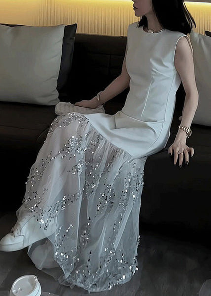 Patchwork Dress Long Design Summer White Tulle Original FashionChic