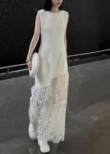 Patchwork Dress Long Design Summer White Tulle Original FashionChic