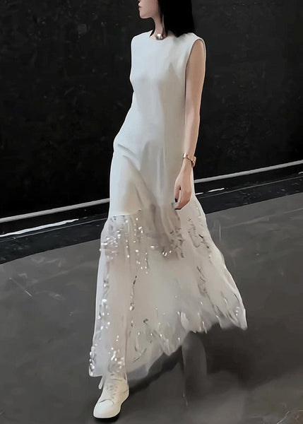 Patchwork Dress Long Design Summer White Tulle Original FashionChic