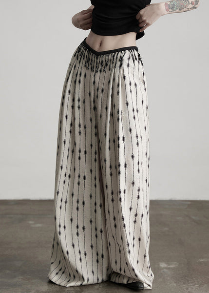 Pants Thin Pockets Original Print Design White Patchwork Cotton FashionChic