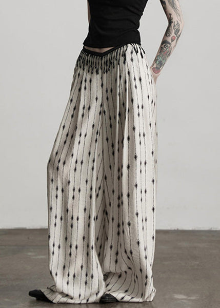 Pants Thin Pockets Original Print Design White Patchwork Cotton FashionChic