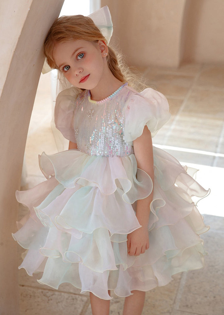 Original Design White Sequins Patchwork Girls Party Dress Summer TT001 WS-RCTZSDGL240815