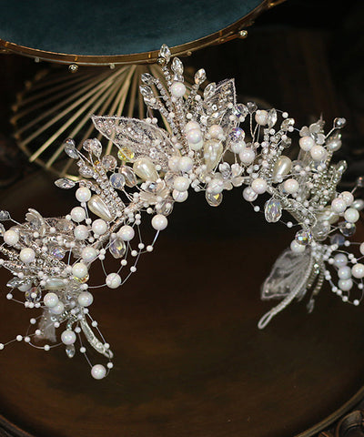 Original Design White Silver Plating Pearl Crystal Kids Crown IU057 TZ-FQ-HAI240802