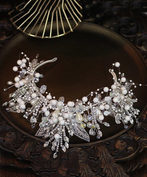 Original Design White Silver Plating Pearl Crystal Kids Crown IU057 TZ-FQ-HAI240802