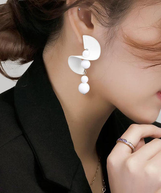 White Design Earrings Silver Original Sterling Drop FashionChic