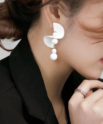 White Design Earrings Silver Original Sterling Drop FashionChic