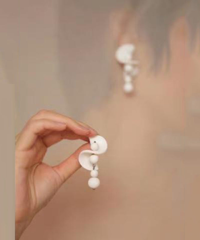 White Design Earrings Silver Original Sterling Drop FashionChic