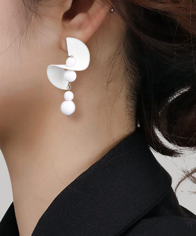 White Design Earrings Silver Original Sterling Drop FashionChic