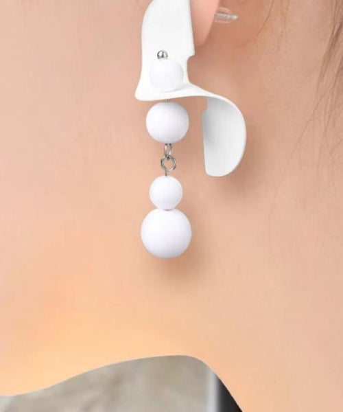 White Design Earrings Silver Original Sterling Drop FashionChic