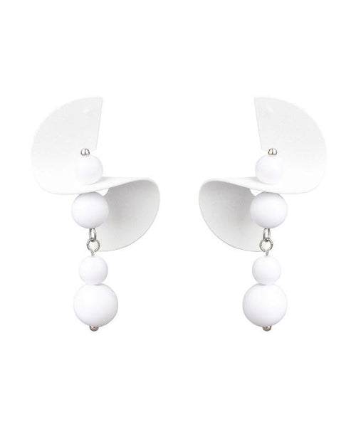 White Design Earrings Silver Original Sterling Drop FashionChic