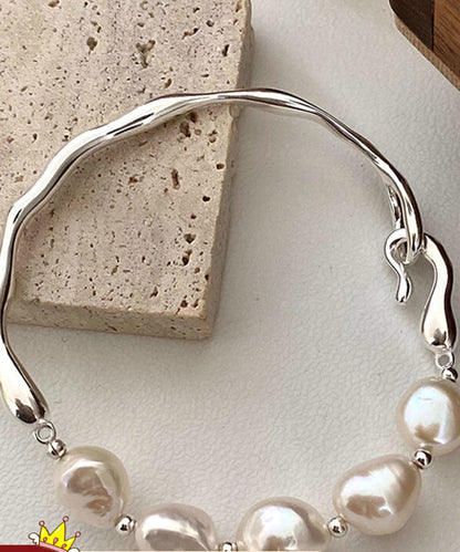 Original Design White Sterling Silver Pearl Bracelet AB1076 Genistyle Shop