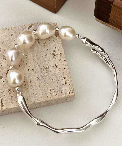 Original Design White Sterling Silver Pearl Bracelet AB1076 Genistyle Shop