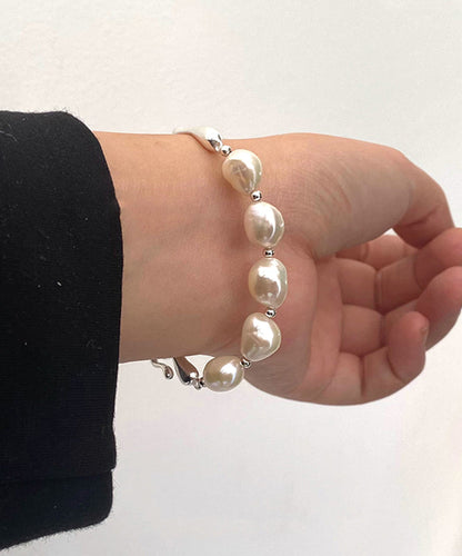 Original Design White Sterling Silver Pearl Bracelet AB1076 Genistyle Shop