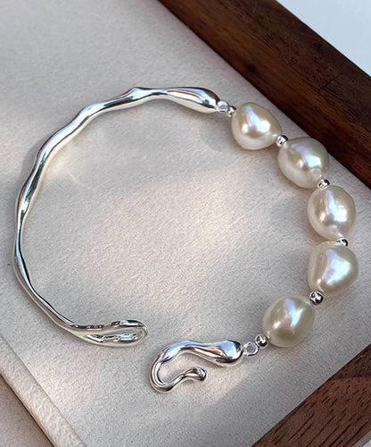 Original Design White Sterling Silver Pearl Bracelet AB1076 Genistyle Shop