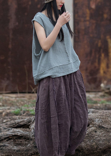 Original Design White V Neck Cotton Top Sleeveless LK022 GK-STP240710