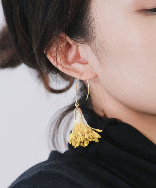Earrings Yellow Alloy Floral Holiday Design Original Drop FashionChic