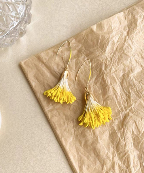 Earrings Yellow Alloy Floral Holiday Design Original Drop FashionChic