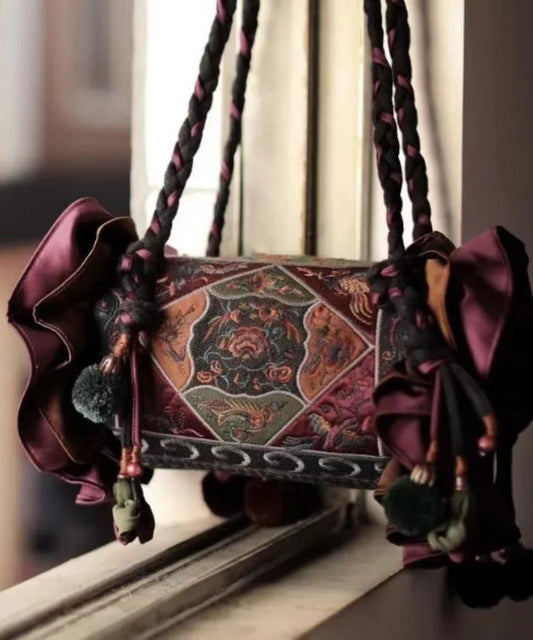 Original Ethnic Style Linen Embroidery Ruffled Messenger Bag HJ1029 Ada Fashion